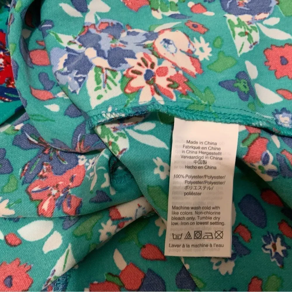 J CREW Teal Green Floral Print Crepe Wrap Dress sz 4